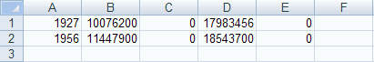 Figure 5. Example of a properly formatted ebb flood shoal data file in excel