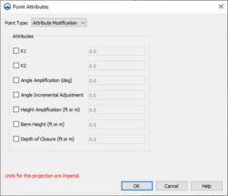 Figure 1. Display of Point Attribute screen for Attribute Modification points.