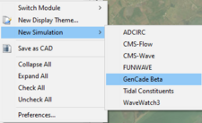 Figure 2. Adding GenCade simulation to the SMS data tree.